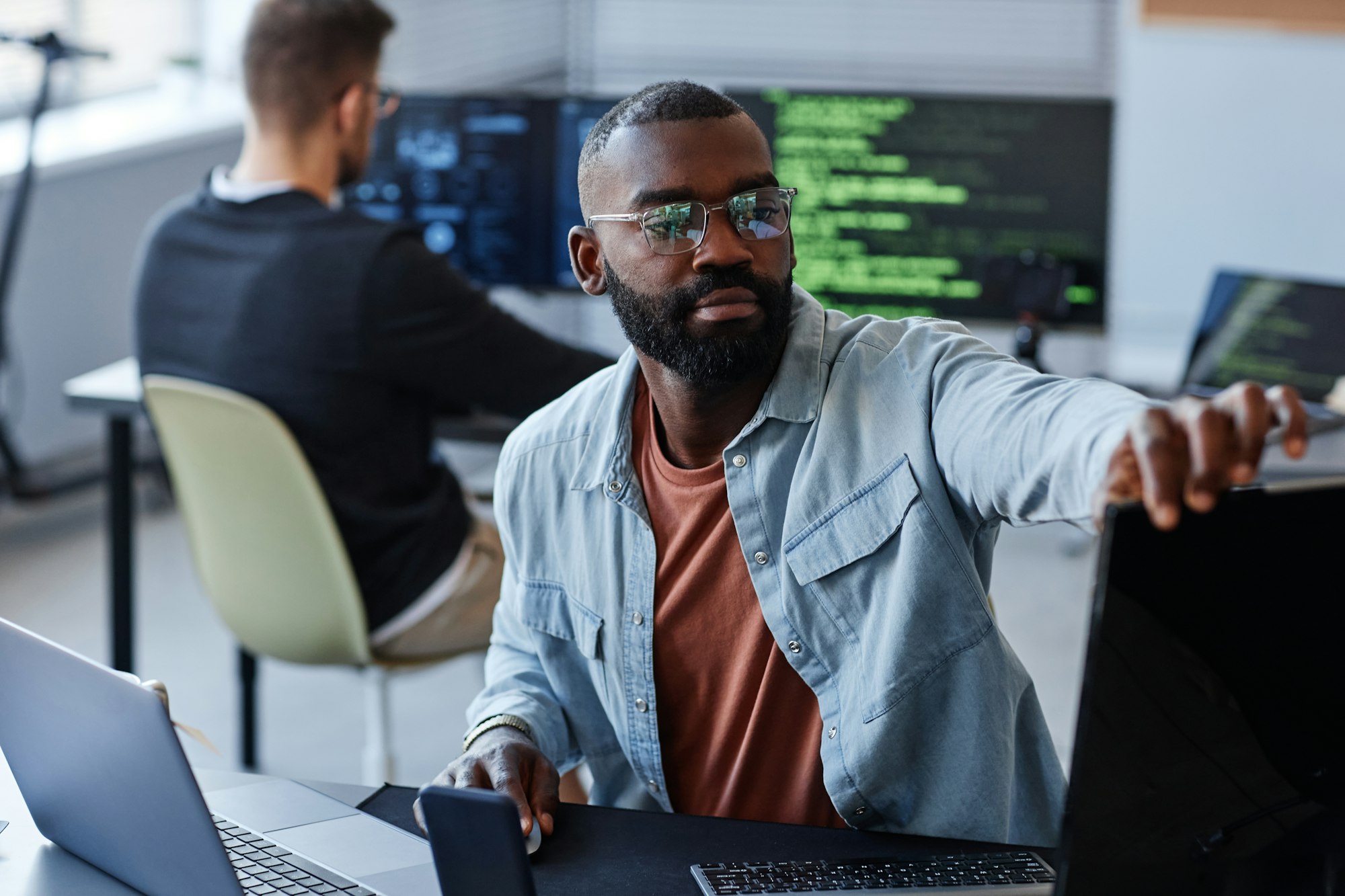 Computer Programmer in IT Company Office